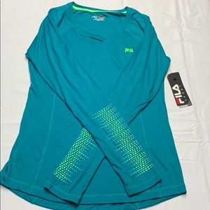 Teal Fila Sport long sleeve running shirt